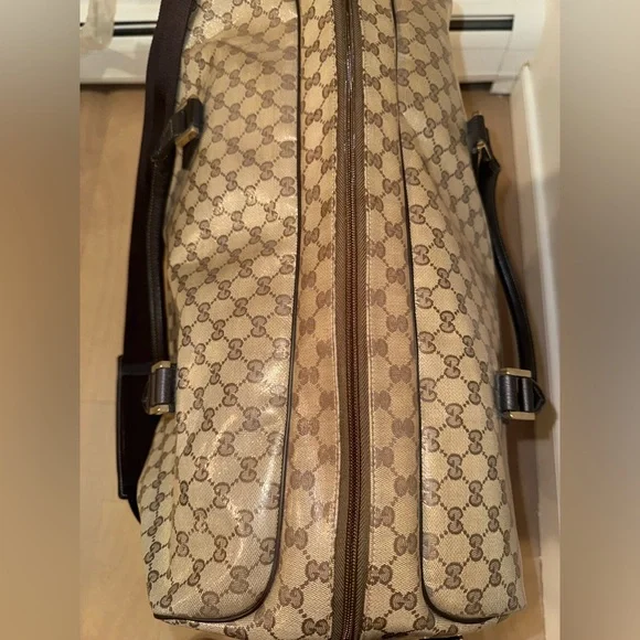 Gucci Crystal Monogram Large Carry On Duffle Weekender Bag Dark Brown - Picture 4 of 15